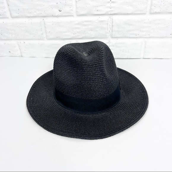 Black Paper Fedora Beach Hat - Picture 4 of 7